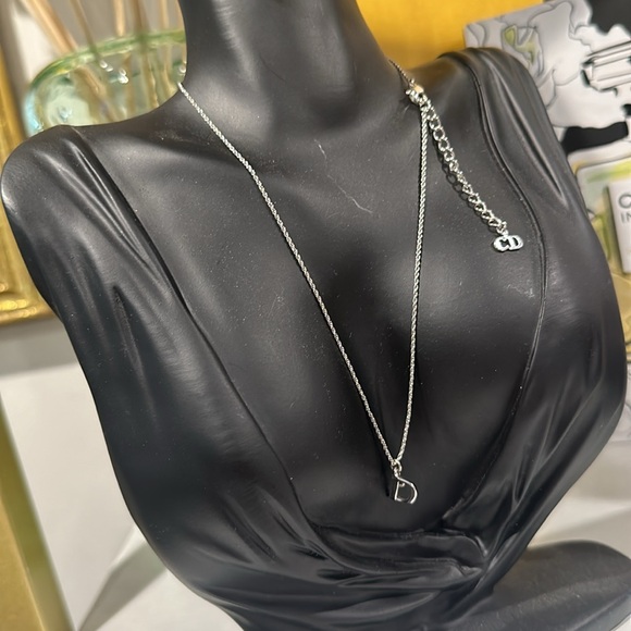 Dior Vintage Silver Tone “D” Charm  Necklace - Picture 4 of 6